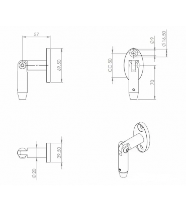 Support articulé fixation mur à barre de tension