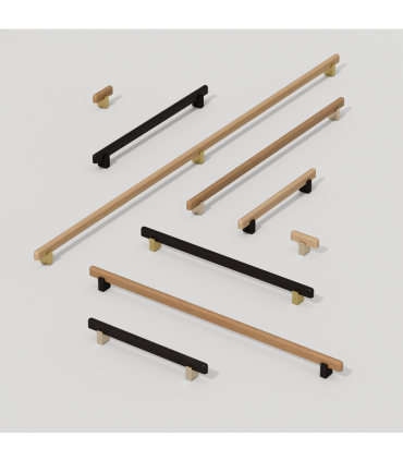 Poignée et bouton série MATCH finition bois et métal