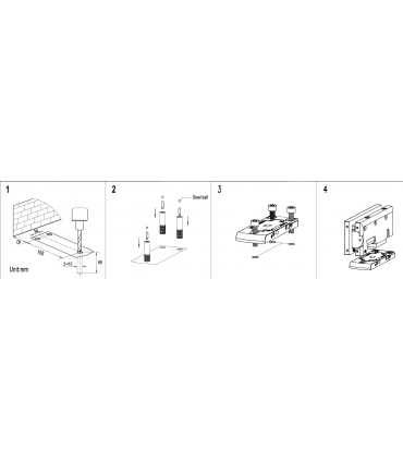 Charniere de sol série JUMP III pour porte double action en verre