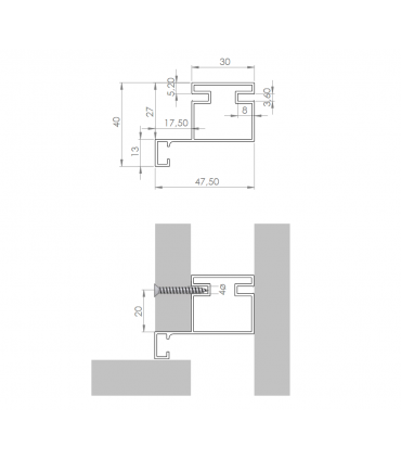 Profil de connexion vertical Gola Lime 755 par SC herrajes