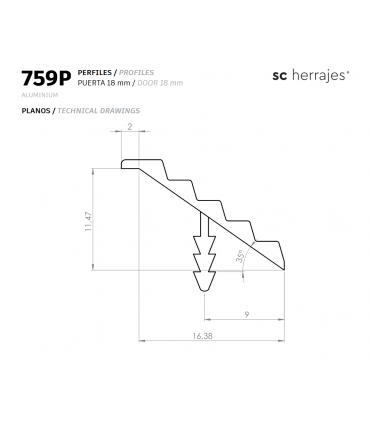 Poignée profil REA 759P par SC herrajes