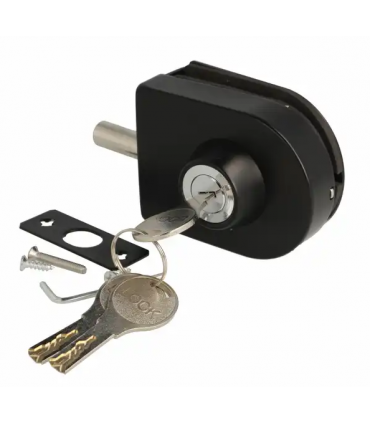 Serrure cavalier inox noir sans encoche pour porte en verre