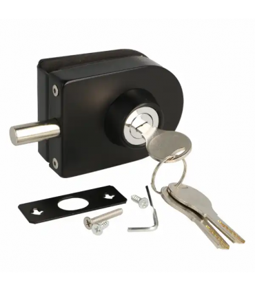 Serrure cavalier inox noir sans encoche pour porte en verre