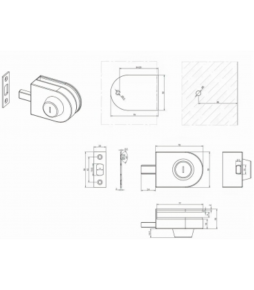 Serrure cavalier sans encoche pour porte en verre