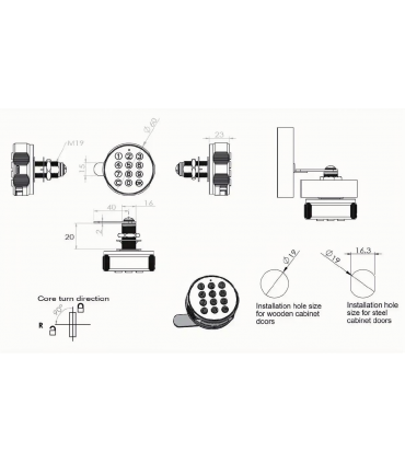 Serrure à came à clavier électrique série PHIL ouverture avec code