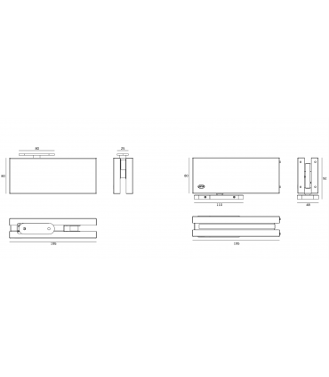 Kit pivot hydraulique W200 SYSTEM pour porte double action en verre poids maxi 200 kg