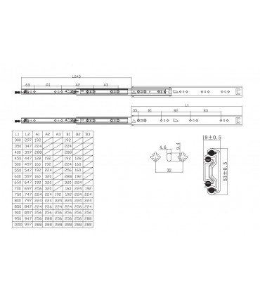 Coulisse de tiroir HD5300L avec blocage