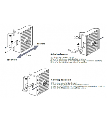 Charnière de sauna avec réglage latéral série Elevin pour porte en verre