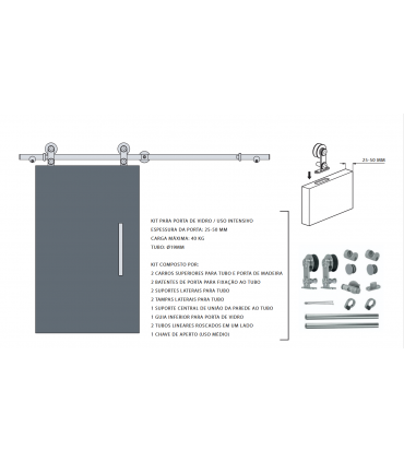 Kit série SCM02 pour porte coulissante en bois