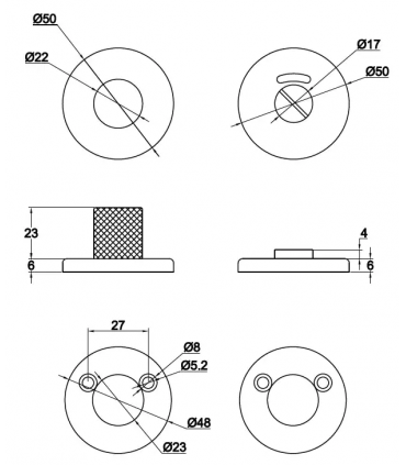 Rosace ronde à condamnation, bouton moleté