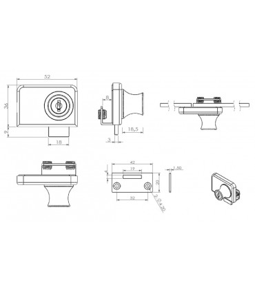 Serrure série Vetro.D pour porte double de vitrine en verre