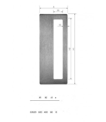 Set de deux poignées série Sly rectangulaires 1 découpe ht 500