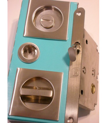 Serrure pour porte coulissante bois avec rosaces conda/déconda.