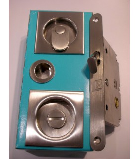 Serrure pour porte coulissante bois avec rosaces conda/déconda.