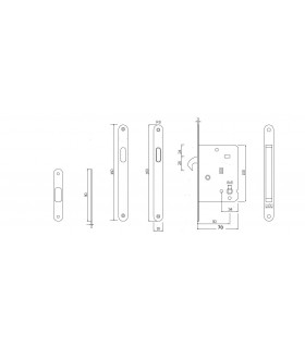 Serrure pour porte coulissante bois avec rosaces conda/déconda.