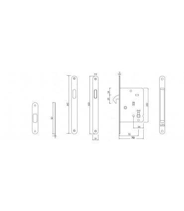 Serrure pour porte coulissante bois avec rosaces conda/déconda.
