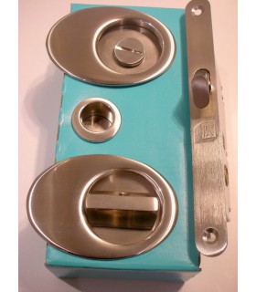 Serrure pour porte coulissante bois avec rosaces conda/déconda.