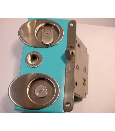 Serrure pour porte coulissante bois avec rosaces conda/déconda.