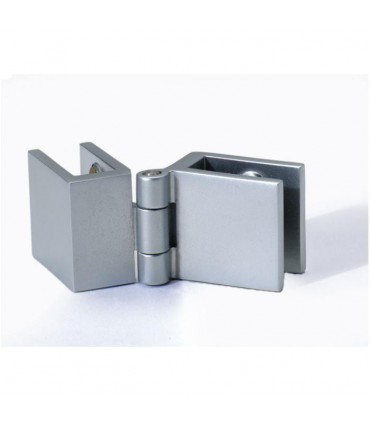 Charnière verre / verre chromé mat