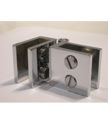 Charnière verre / verre chromé brillant