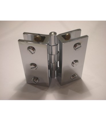 Charnière verre / verre chromé brillant