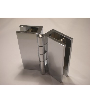 Charnière verre / verre chromé brillant