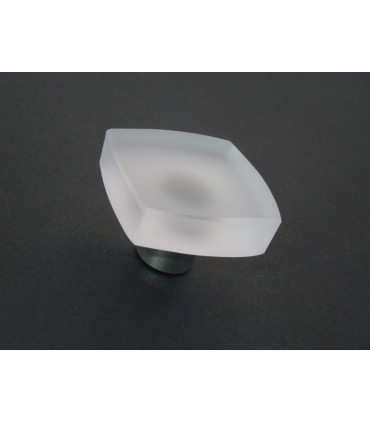 Poignée bouton verre satiné carré