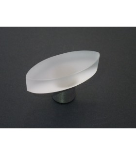 Poignée bouton verre satiné oval Poignée bouton verre satiné oval
