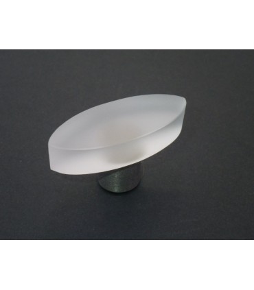 Poignée bouton verre satiné oval