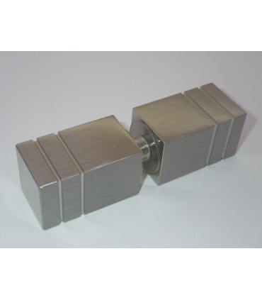 Poignée bouton carré nickel satiné