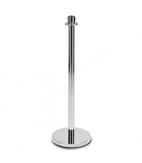 Poteau chromé avec tête conique et embase plate Poteau chromé avec tête conique et embase plate