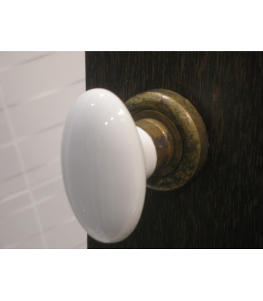 Paire de poignée bouton porcelaine blanche