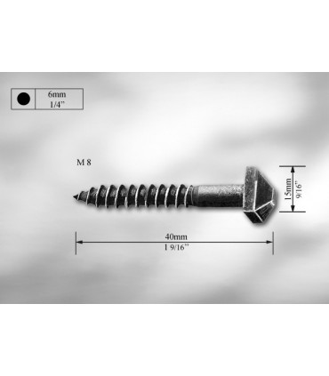 Vis bois M8 tête forgée pointe de diamant