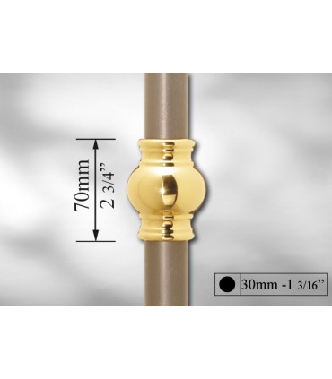 Manchon décoratif laiton poli pour Ø 30 mm
