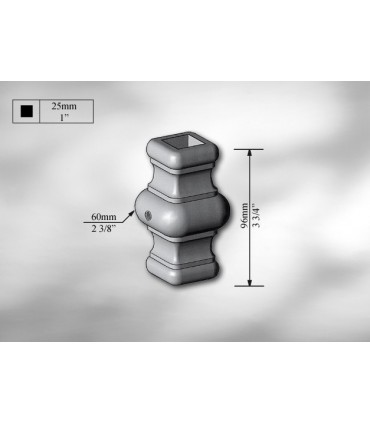 Manchon décoratif acier carré de 25 mm