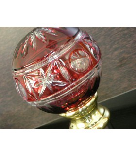 Boule de rampe d'escalier tbl20  en Cristal  double rouge ciselé main Boule de rampe d'escalier tbl20  en Cristal  double rouge ciselé main