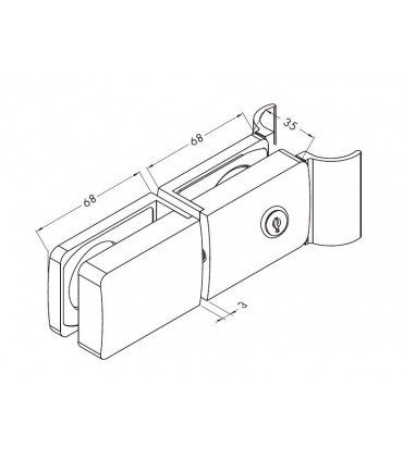 Serrure a clé avec poignée et gâche technique