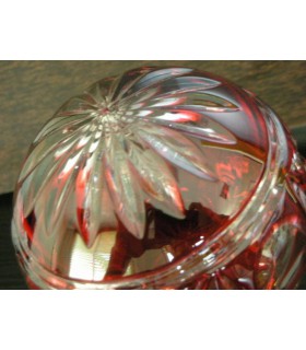 Boule de rampe d'escalier en Cristal  double rouge ciselé main Boule de rampe d'escalier en Cristal  double rouge ciselé main