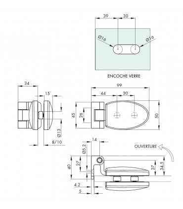 Charnière elliptique technique