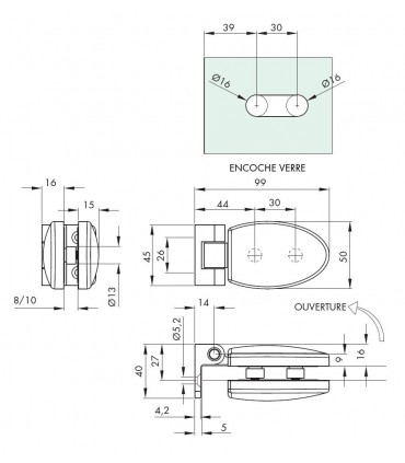 Charnière elliptique technique