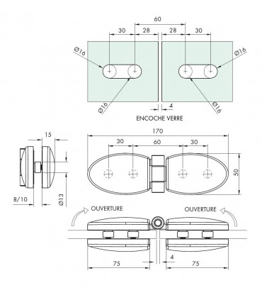 Charnière elliptique double technique