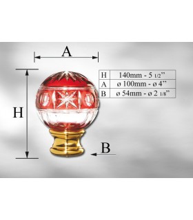 Boule de rampe d'escalier en Cristal  double rouge ciselé main Boule de rampe d'escalier en Cristal  double rouge ciselé main