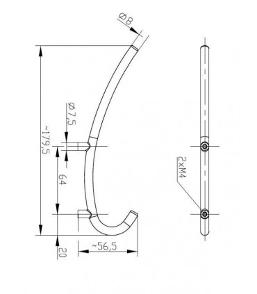 Patère double crochet rond technique