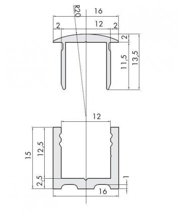 Profil aluminium avec capot technique