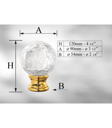 Boule de rampe d'escalier en Cristal aspect craquelé
