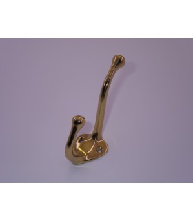 Crochet double laiton massif poli brillant