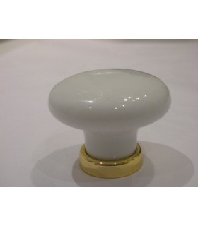 Bouton porcelaine blanche base doré