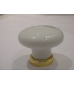 Bouton porcelaine blanche base doré