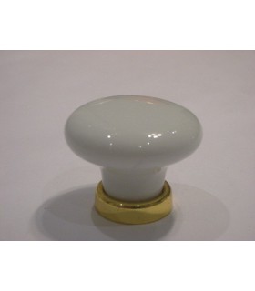 Bouton porcelaine blanche base doré