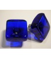 Poignée bouton verre carré bleu cobalt